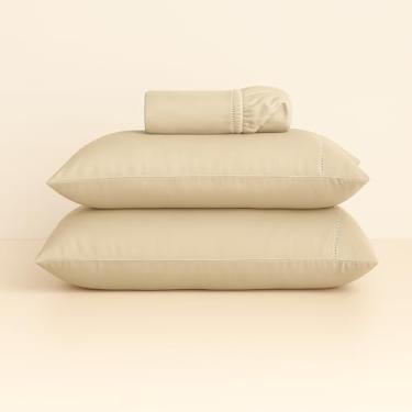 Imagem de Jogo De Lençol Algodão 400 Fios Micropercal (Solteiro, Casal, Queen, King) (Avelã, King)