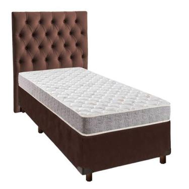 Imagem de Cama + Box Marrom e Colchão D23 Solteiro - D23 Inducol + Cabeceira