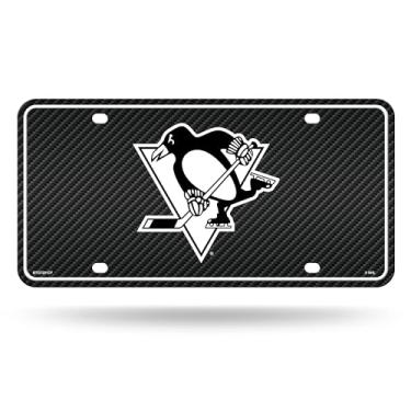 Imagem de Rico Industries NHL Pittsburgh Penguins Fibra de Carbono Metal Auto Tag 21,6 cm x 28 cm - Ótimo para caminhão/carro/SUV