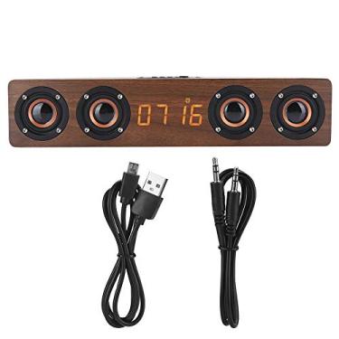 Imagem de Despertador Com Alto-falante Bluetooth De Madeira, Alto-falante Bluetooth Com Faixa De Madeira Sólida De Alta Qualidade W8C Com Display De Relógio LED Funções FM, Temporizador, Relógio Digital De Made