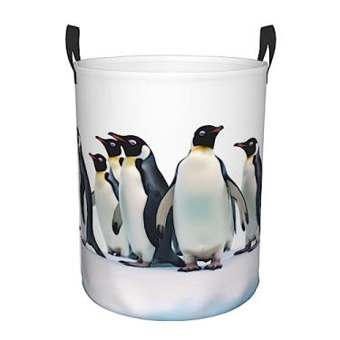 Imagem de Cesto de lavanderia pinguins, dobrável, impermeável, cesto de armazenamento de roupas com alças, pano Oxford, organizador de brinquedos, cesta para banheiro, lavanderia, quarto, pequeno