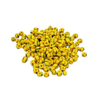 Imagem de Miçanga para Guia Amarelo com Linhas Artesanato 4mm de 500g