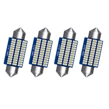 Imagem de Lyslykke 39 mm DE3425 DE3423 C5W Lâmpadas LED 12V Azul 36SMD 3014 Chips 6411 6413 6423 Luz LED Festão para Mapa Interior de Carro Cúpula Cortesia Substituição de Luz de Porta-Malas, Pacote com 4