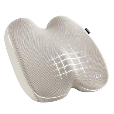 Imagem de Skechers Almofada de assento de espuma de memória, almofada de cadeira de escritório de tecido canelado para alívio da dor no cóccix, almofada de bumbum para cadeira de escritório, almofada de assento