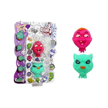 Imagem de 2 Bonecos Bebê Rosa e Gato Verde - Splats Head Mini