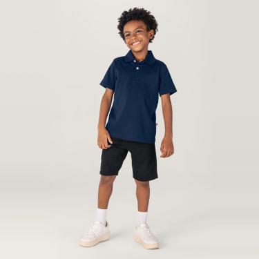 Imagem de Camisa Polo Básica Infantil Menino Em Malha Azul Brandili