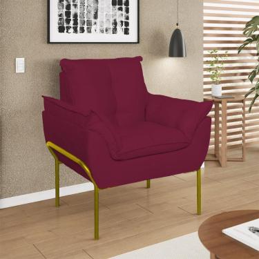Imagem de Poltrona Decorativa Luxo Recepção Clínica Estética Dourado Marsala