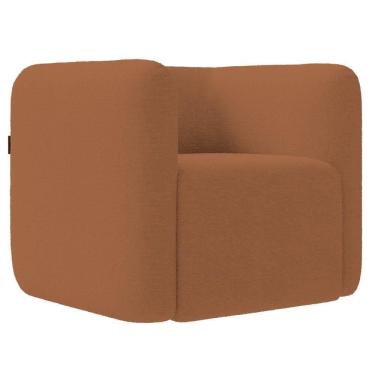 Imagem de Poltrona Para Sala De Estar Decorativa Quadrada Maggie Z08 Boucle Terracota - Mpozenato