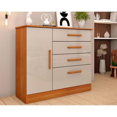 Imagem de Cômoda De Quarto Chicago C- 1 Porta E 4 Gavetas Cinamomo-off White - Tcil Móveis