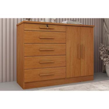 Imagem de Cômoda De Quarto Istambul C- 2 Portas E 5 Gavetas Cinamomo - Tcil Móveis