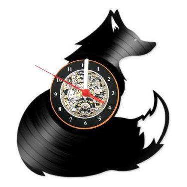 Imagem de Relógio Disco De Vinil Decoração Criativa Raposa Animal - NoBrand, Pre