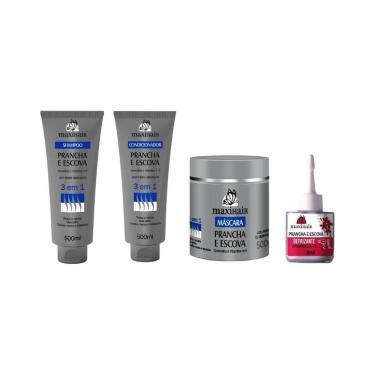 Imagem de Kit Prancha E Escova 3 Em 1 Maxihair Shamp+Cond+Masc+Rep