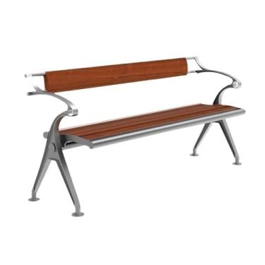 Imagem de Banco de jantar banco de aço ao ar livre, cadeira dupla de madeira, jardim, pátio, lounge, assento de encosto, móveis de assento externo (médio)