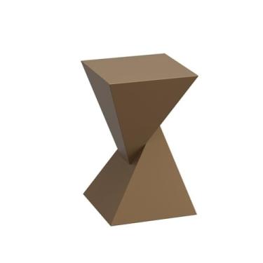 Imagem de Mesa de chá moderna geométrica quadrada mesa de sofá minimalista de luxo, pequena mesa de centro para sala de estar, mesa de cabeceira de quarto (marrom)