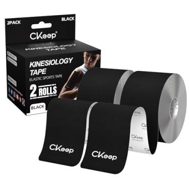 Imagem de CKeep Fita De Cinesiologia Sem Cortes (2 Rolos), Fita Atlética Elástica Premium De Algodão Original, Sem Látex E Hipoalergênica, 2 Polegadas X 16 Pés, Preta