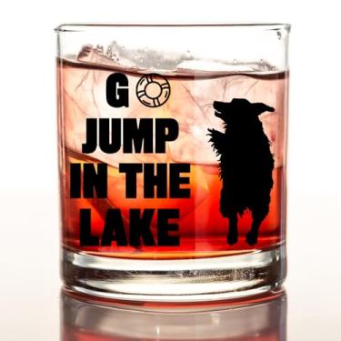 Imagem de kunlisa Copos engraçados de uísque para cães à beira do lago, decoração e presentes da casa do lago, copos de 290 ml para mulheres, homens, uísque, coquetel, uísque, bourbon, licor
