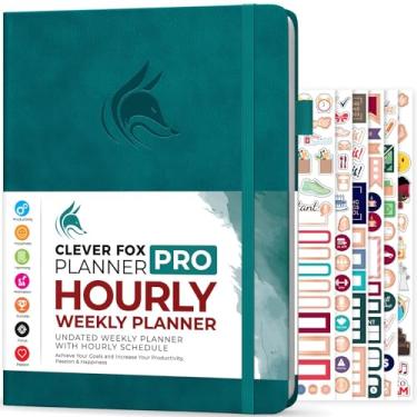Imagem de Clever Fox Agenda Planner PRO – Planejador de vida semanal e mensal sem data com horários, agenda de compromissos e organizador diário, A4 (azul-petróleo)
