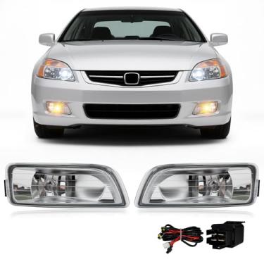 Imagem de Substituição do conjunto de faróis de neblina para Honda Accord Sedan de 4 portas 2003-2007, 1 par de faróis de neblina dianteiros com lâmpadas de halogêneo e kit de interruptor e fiação (lente
