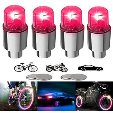Imagem de YUERWOVER Pacote Com 4 Luzes Led Para Rodas De Bicicleta, Tampas Válvulas Pneus Carro, Motocicleta, À Prova D'Água, Raio Pneu, Flash, Refletor Legal, Acessórios Crianças, Homens E Mulheres 10 Bateri