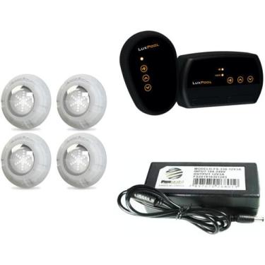 Imagem de Kit 4 led 9w luxpool + fonte 3a + controlador luxpool 72w s/ bomba