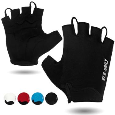 Imagem de Eco-daily Luvas de ciclismo para homens e mulheres, acolchoadas para mountain bike, luvas leves de meio dedo, antiderrapantes para absorção de choque para MTB Road Biking Fitness