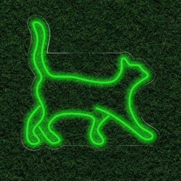 Imagem de Painel Neon Led Cat Gato Decoração Pet Shop Amante de Animal - pet lov