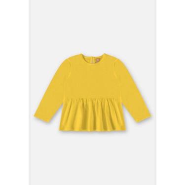 Imagem de Bata Manga Longa Infantil Menina Up Baby, Amarelo, 12