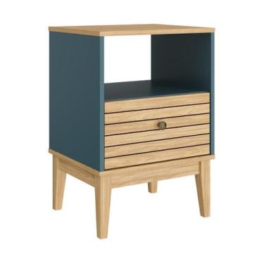 Imagem de Mesa de Cabeceira 1 Gaveta Linha Riscado MB1041 Movelbento, Mel/ Petro