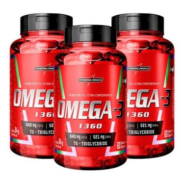Imagem de 3x Ômega 3 Epa 840mg Dha 521mg Integralmedica 60 Capsulas, Sem Sabor