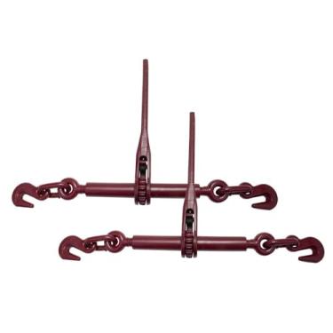 Imagem de Mytee Products (Pacote com 2) Fichário de Carga de Alavanca de Catraca Pesada de 5/16" - 3/8" com ganchos de garra Limite de carga operacional de 2,4 kg - Vermelho | Ligadores de corrente de transporte para reboque de caminhão de mesa
