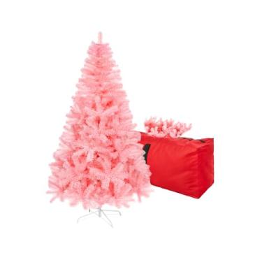 Imagem de Árvore de Natal artificial de 1,2 m, Arbol de Navidad com 450 pontas de ramo, abeto premium North Valley com base dobrável, árvore de Natal para casa, escritório, decoração de festa - rosa