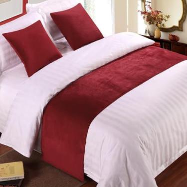 Imagem de Lenço de corredor de cama de veludo macio cachecol colcha de cama de luxo protetor de cama para quarto hotel decorativo para pé da cama queen king size toalha de cama vermelho||50 x 180 cm para cama