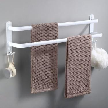 Imagem de Acessórios para banheiro, cabide para toalhas, barra para toalhas de chuveiro, suporte de parede, organizador, gancho, trilho, espaço em branco, prateleira de alumínio para banho, duas camadas de 40