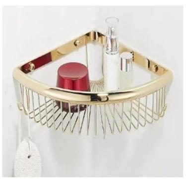 Imagem de Acessórios de banheiro em latão dourado, prateleira porta-papel, porta-toalhas, saboneteira, toalheiro, gancho de vidro, ferragens opcionais, prateleira de canto