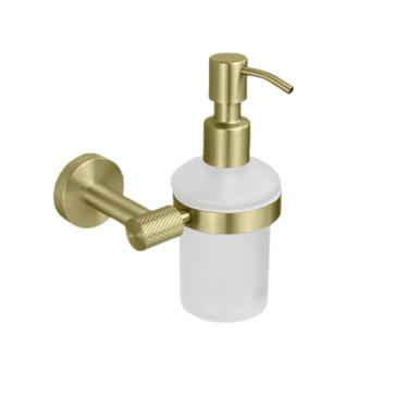 Imagem de Suporte de toalha de parede em aço inoxidável dourado escovado, suporte para papel higiênico, gancho para roupão, porta-copos, escova de vaso sanitário, acessórios para banheiro, dispensador de sabon