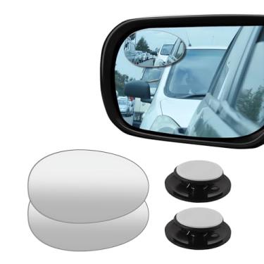Imagem de 2 peças de espelhos de ponto cego, vidro HD convexo 360° grande angular retrovisor lateral com caixa ABS para carros, SUV e caminhões