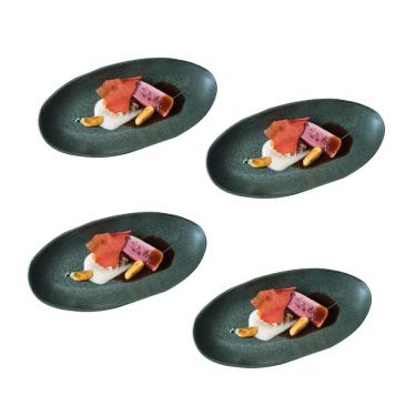 Imagem de Conjunto de Travessas Ovais Grandes Porto Brasil Orgânico Greenery 32x16cm - 4 Peças