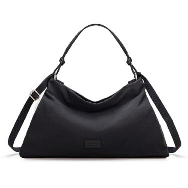 Imagem de Montana West Bolsa transversal feminina Hobo de nylon da Lee, bolsa de ombro grande, bolsa de trabalho casual com alça ajustável, Preto, Medium
