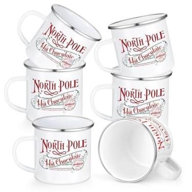 Imagem de Yaomiao Caneca de chocolate quente do polo norte canecas de café de Natal presentes de Natal canecas de esmalte tema de Papai Noel xícaras de café de natal com alça caneca de café de fogueira de aço inoxidável para mulheres homens funcionários