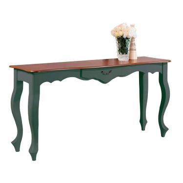 Imagem de Aparador de Sala 156cm com Pés Luis XV e 1 Gaveta 70812 Linz Móveis - Verde Musgo/Imbuia Glazer