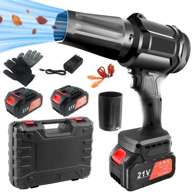 Imagem de Soprador de folhas elétrico sem fio, soprador de folhas portátil de 30.0000 RPM com 2 baterias e carregador de 4,0 Ah, soprador de jato sem fio, para limpeza de pátio, cuidados com o gramado, garagem