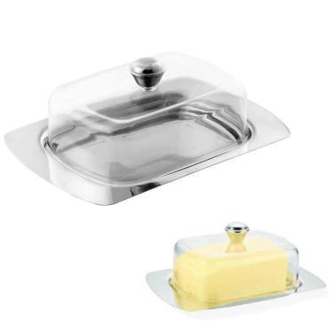 Imagem de Manteigueira Inox Com Tampa Acrílica Retangular Mimo Style