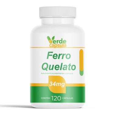 Imagem de Ferro Quelato 120 Cápsulas - Bisglicinato Ferroso 34mg - Suplemento Alimentar em Cápsulas - Verde Cápsula