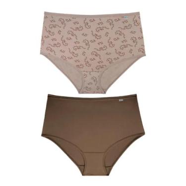 Imagem de Kit com 2 Calcinhas Cintura Alta Microfibra DelRio Plus Size, G, D33, 