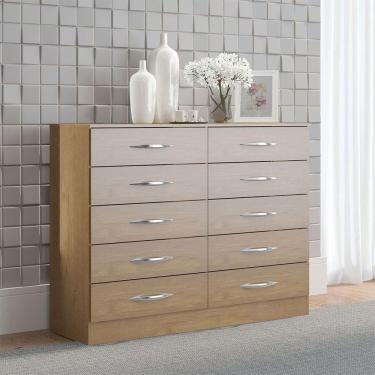 Imagem de Cômoda Para Quarto 117x92cm 10 Gavetas Mdp 3017 Menu Móveis Carvalho