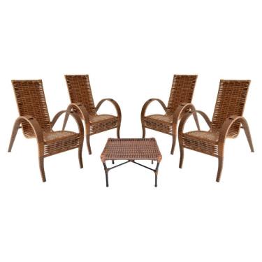 Imagem de Conjunto de Mesa de Centro e 4 Cadeiras Vitória para Área Externa