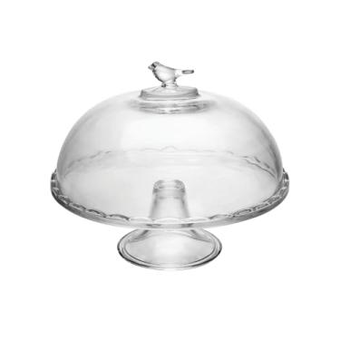 Imagem de WOLFF - Prato para Bolo com Pé e Tampa Bird 29,5cm x 24cm Vidro