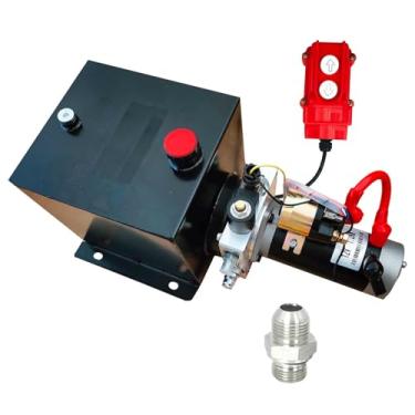 Imagem de Unidade de energia hidráulica de 12 V, estação de bomba hidráulica para plataforma de elevação de carro, reboques basculantes (1,2 kW de ação única 8qt)