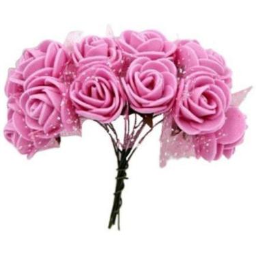Imagem de 144 Mini Rosas Artificial De Eva Seda - Pacote Rosa Claro