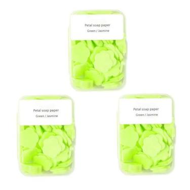 Imagem de 300 folhas de sabão portáteis para lavar as mãos, mini folhas de sabão perfumadas, sabonete de papel para viagens, sabão solúvel descartável para viagens ao ar livre, acampamento, caminhada (verde)